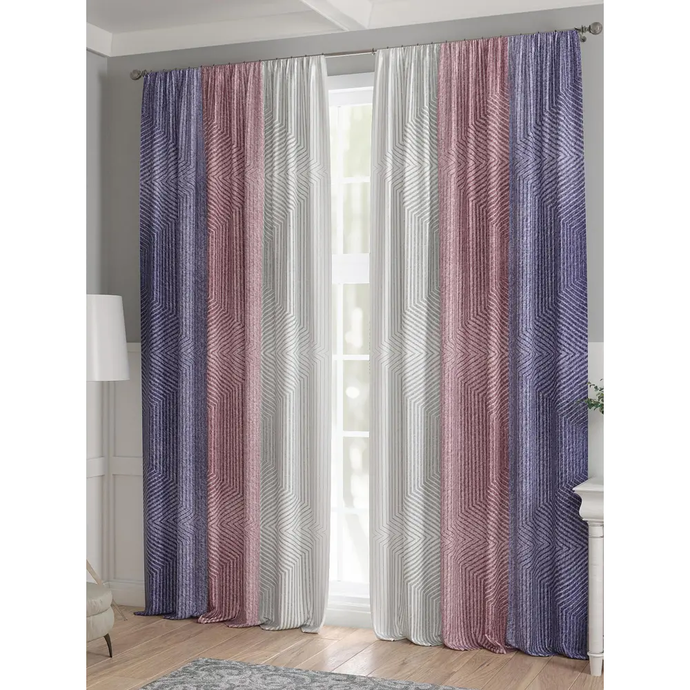 Фото 3 Комплект штор 2 шт на ленте Comfy Way Базовая Коллекция CW521183 150x240 см жаккард цвет фиолетовый Фото 3 Комплект штор 2 шт на ленте Comfy Way Базовая Коллекция CW521183 150x240 см жаккард цвет фиолетовый