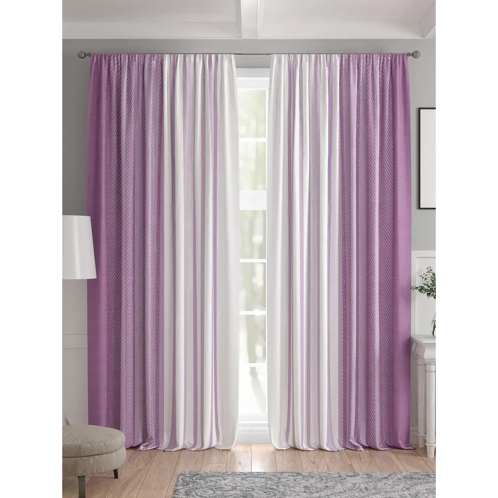 Фото 4 Комплект штор 2 шт на ленте Comfy Way Базовая Коллекция CW521184 150x240 см жаккард цвет фиолетовый Фото 4 Комплект штор 2 шт на ленте Comfy Way Базовая Коллекция CW521184 150x240 см жаккард цвет фиолетовый