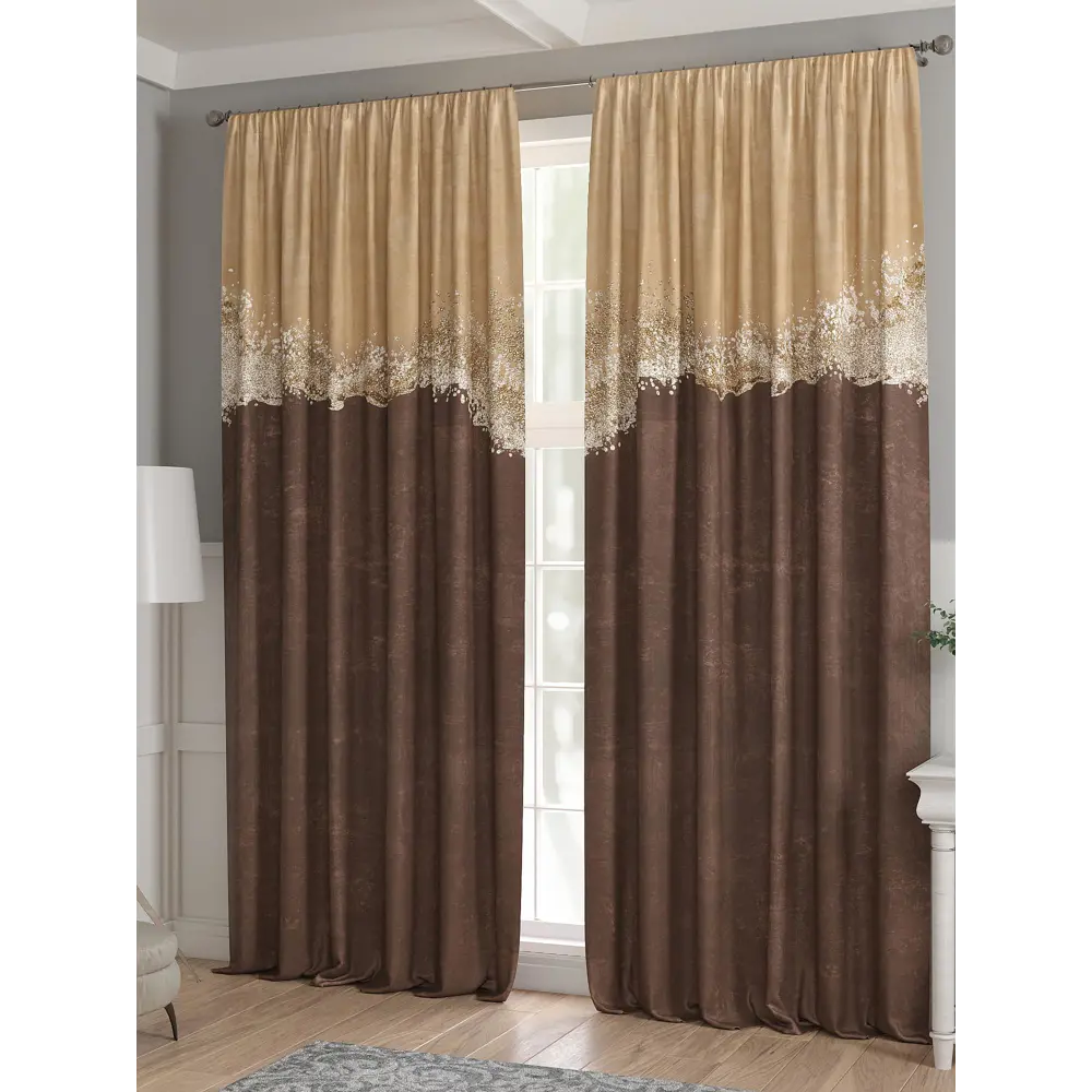 Фото 3 Комплект штор 2 шт на ленте Comfy Way Базовая Коллекция CW521179 150x240 см жаккард цвет коричневый Фото 3 Комплект штор 2 шт на ленте Comfy Way Базовая Коллекция CW521179 150x240 см жаккард цвет коричневый