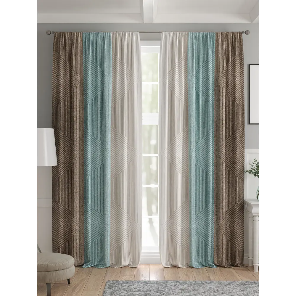 Фото 4 Комплект штор 2 шт на ленте Comfy Way Базовая Коллекция CW521181 150x240 см жаккард цвет коричневый Фото 4 Комплект штор 2 шт на ленте Comfy Way Базовая Коллекция CW521181 150x240 см жаккард цвет коричневый