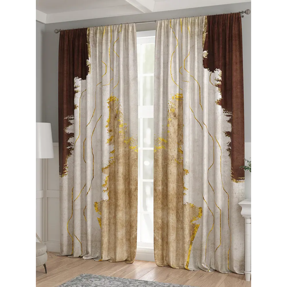 Фото 3 Комплект штор 2 шт на ленте Comfy Way Базовая Коллекция CW521172 150x240 см жаккард цвет коричневый Фото 3 Комплект штор 2 шт на ленте Comfy Way Базовая Коллекция CW521172 150x240 см жаккард цвет коричневый