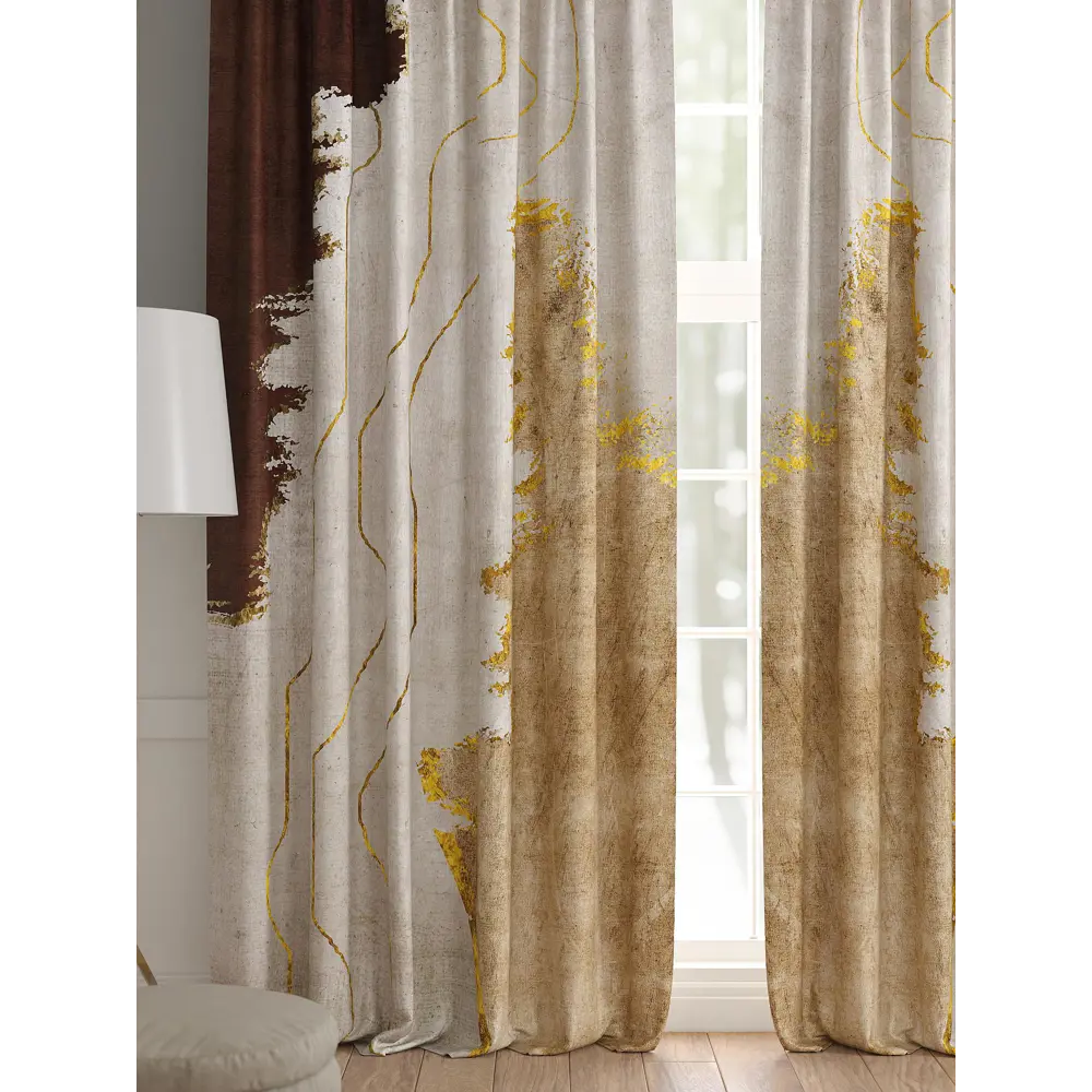 Фото 2 Комплект штор 2 шт на ленте Comfy Way Базовая Коллекция CW521172 150x240 см жаккард цвет коричневый Фото 2 Комплект штор 2 шт на ленте Comfy Way Базовая Коллекция CW521172 150x240 см жаккард цвет коричневый