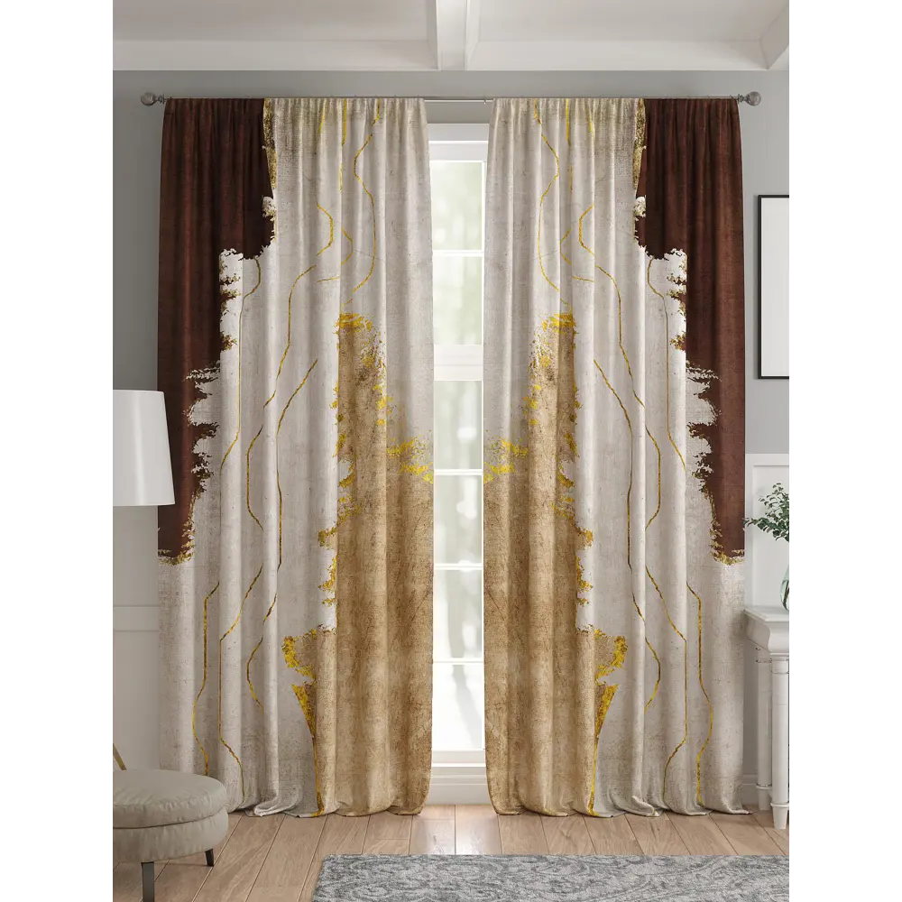 Фото 4 Комплект штор 2 шт на ленте Comfy Way Базовая Коллекция CW521172 150x240 см жаккард цвет коричневый Фото 4 Комплект штор 2 шт на ленте Comfy Way Базовая Коллекция CW521172 150x240 см жаккард цвет коричневый