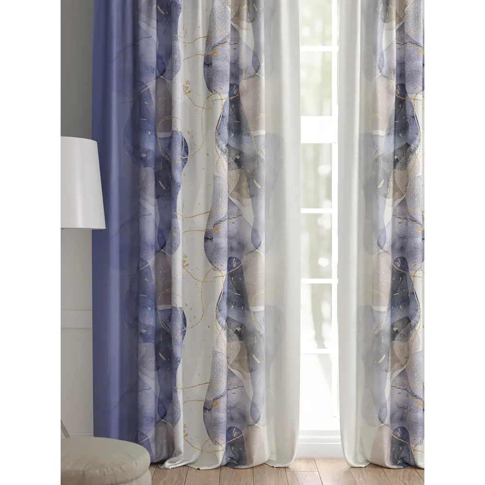 Фото 2 Комплект штор 2 шт на ленте Comfy Way Базовая Коллекция CW521162 150x240 см жаккард цвет синий Фото 2 Комплект штор 2 шт на ленте Comfy Way Базовая Коллекция CW521162 150x240 см жаккард цвет синий