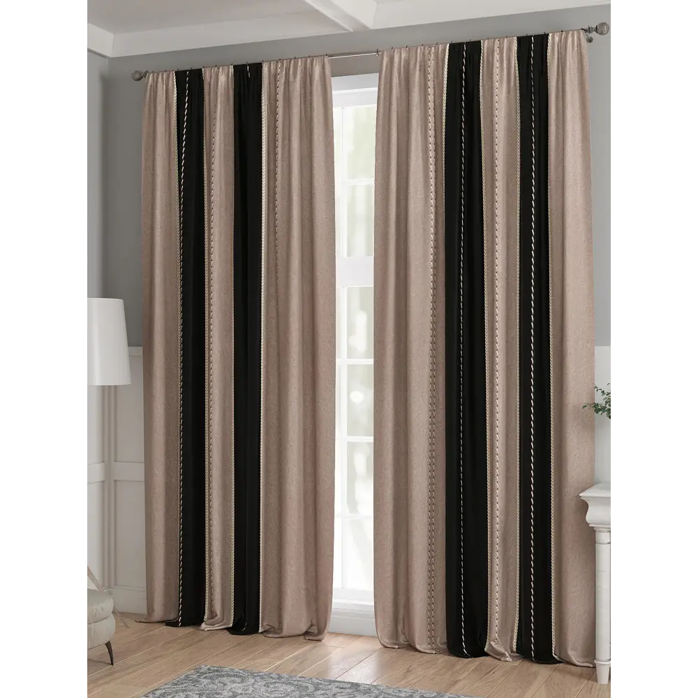 Фото 3 Комплект штор 2 шт на ленте Comfy Way Базовая Коллекция CW521161 150x240 см жаккард цвет коричневый Фото 3 Комплект штор 2 шт на ленте Comfy Way Базовая Коллекция CW521161 150x240 см жаккард цвет коричневый