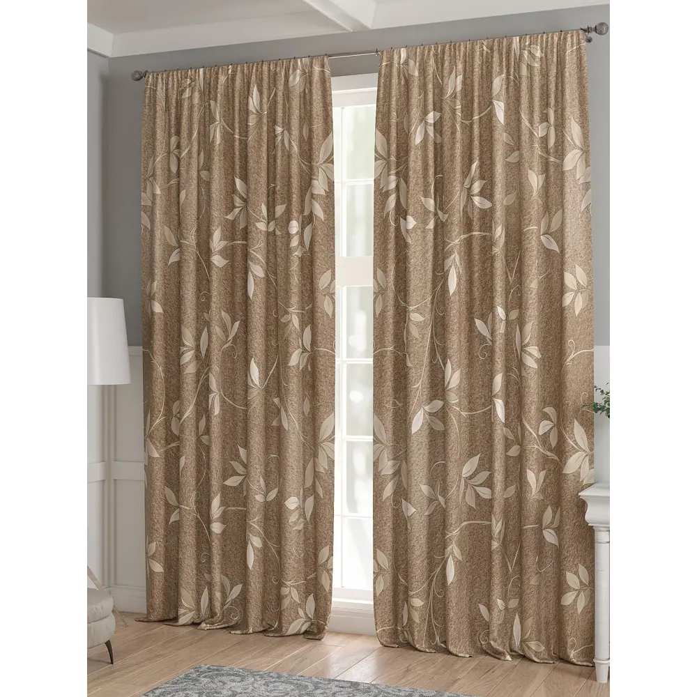 Фото 3 Комплект штор 2 шт на ленте Comfy Way Базовая Коллекция CW521155 150x240 см жаккард цвет коричневый Фото 3 Комплект штор 2 шт на ленте Comfy Way Базовая Коллекция CW521155 150x240 см жаккард цвет коричневый