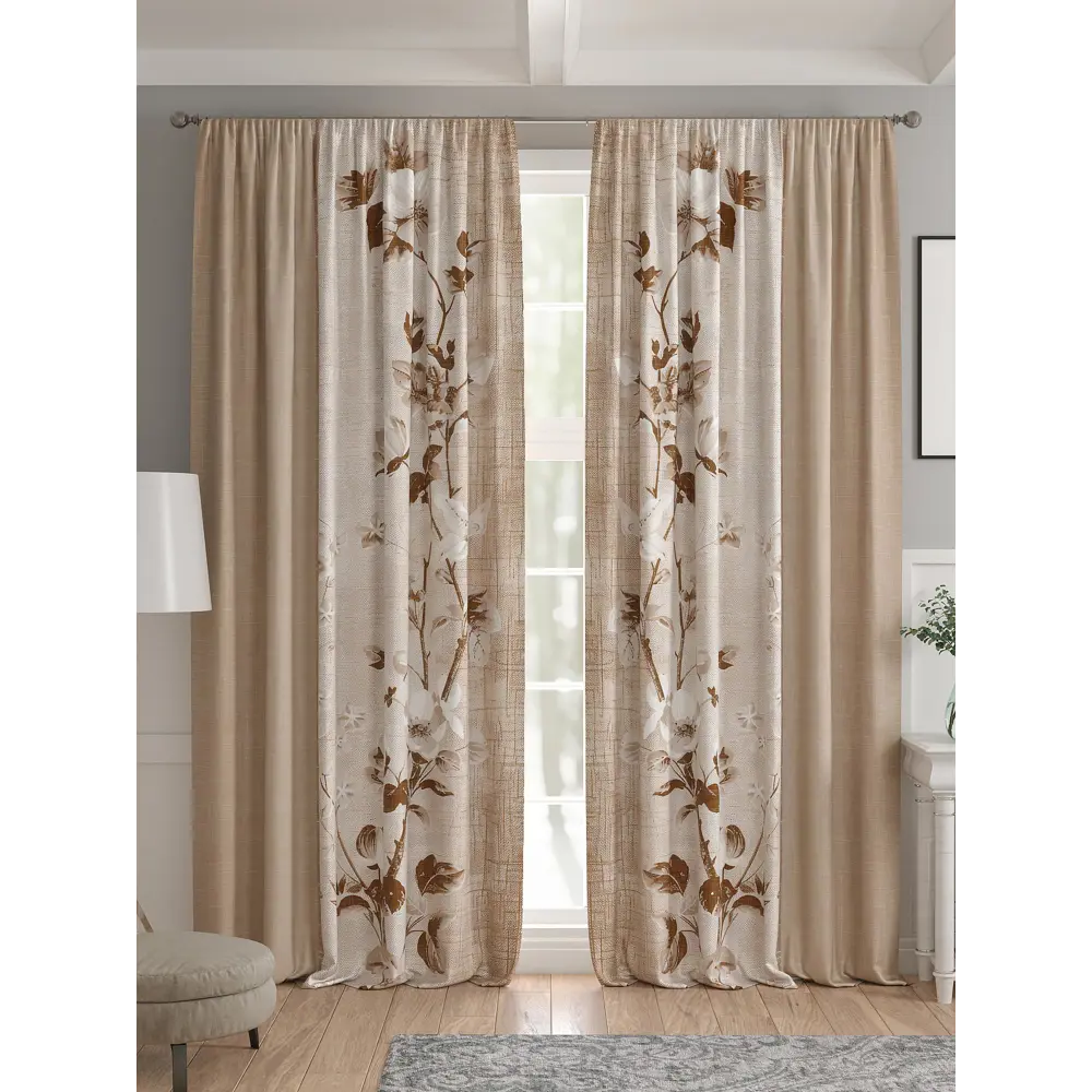 Фото 4 Комплект штор 2 шт на ленте Comfy Way Базовая Коллекция CW521141 150x240 см жаккард цвет бежевый Фото 4 Комплект штор 2 шт на ленте Comfy Way Базовая Коллекция CW521141 150x240 см жаккард цвет бежевый