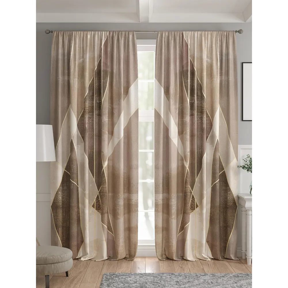 Фото 4 Комплект штор 2 шт на ленте Comfy Way Базовая Коллекция CW521126 150x240 см жаккард цвет коричневый Фото 4 Комплект штор 2 шт на ленте Comfy Way Базовая Коллекция CW521126 150x240 см жаккард цвет коричневый