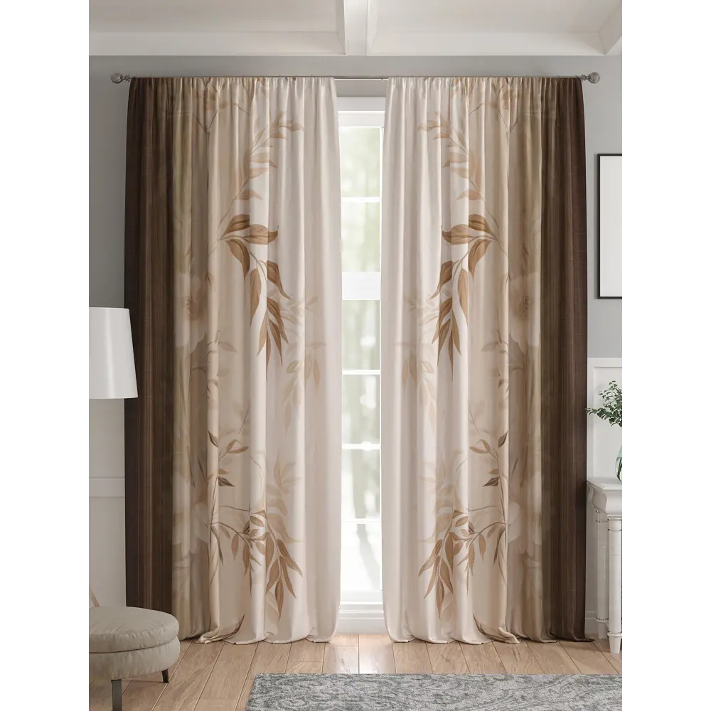 Фото 4 Комплект штор 2 шт на ленте Comfy Way Базовая Коллекция CW521118 150x240 см жаккард цвет коричневый Фото 4 Комплект штор 2 шт на ленте Comfy Way Базовая Коллекция CW521118 150x240 см жаккард цвет коричневый