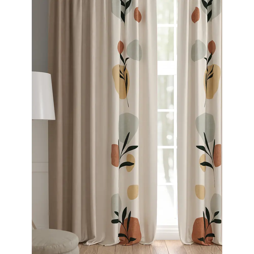 Фото 2 Комплект штор 2 шт на ленте Comfy Way Базовая Коллекция CW521111 150x240 см жаккард цвет бежевый,коричневый,желтый,зеленый Фото 2 Комплект штор 2 шт на ленте Comfy Way Базовая Коллекция CW521111 150x240 см жаккард цвет бежевый,коричневый,желтый,зеленый