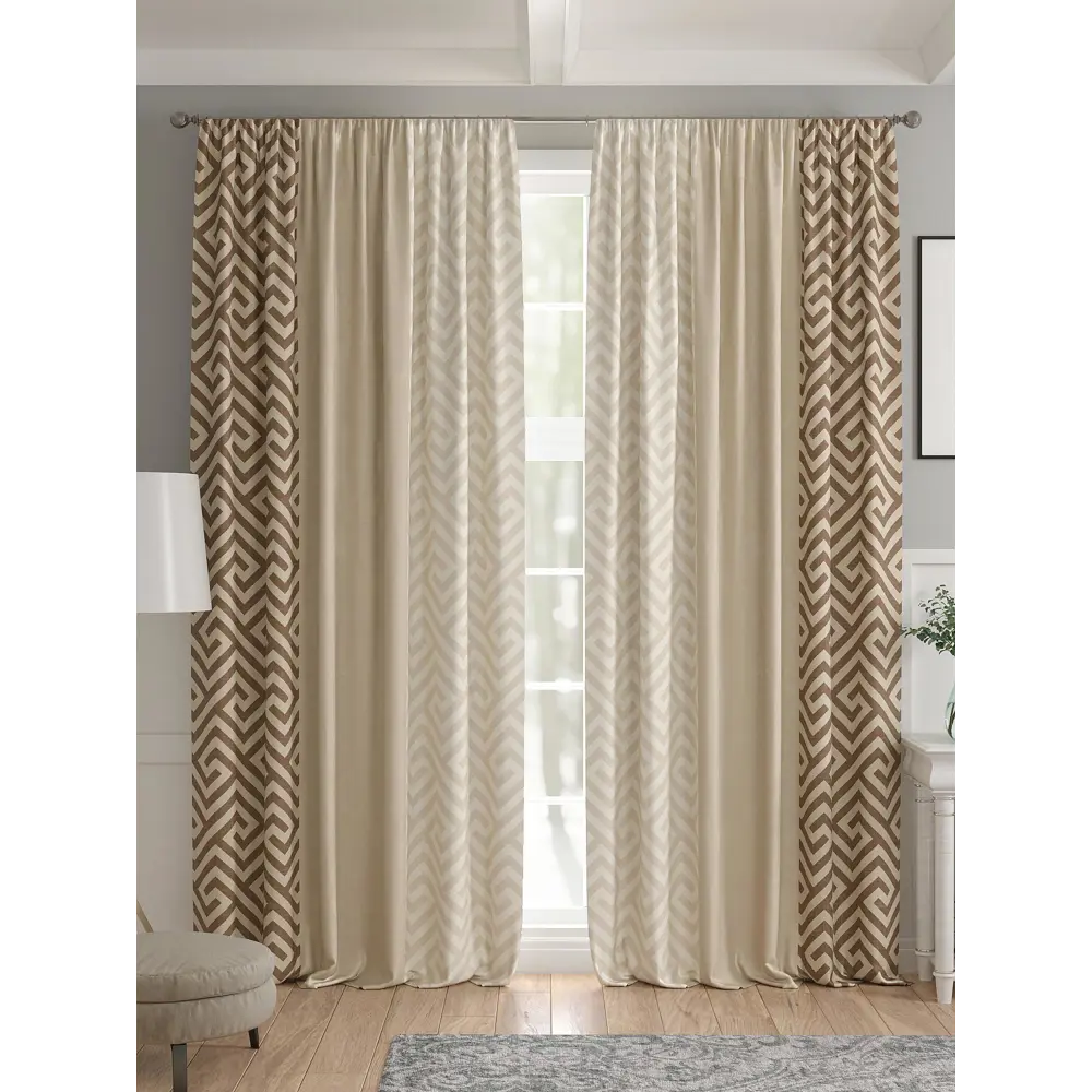 Фото 4 Комплект штор 2 шт на ленте Comfy Way Базовая Коллекция CW521101 150x240 см жаккард цвет коричневый Фото 4 Комплект штор 2 шт на ленте Comfy Way Базовая Коллекция CW521101 150x240 см жаккард цвет коричневый