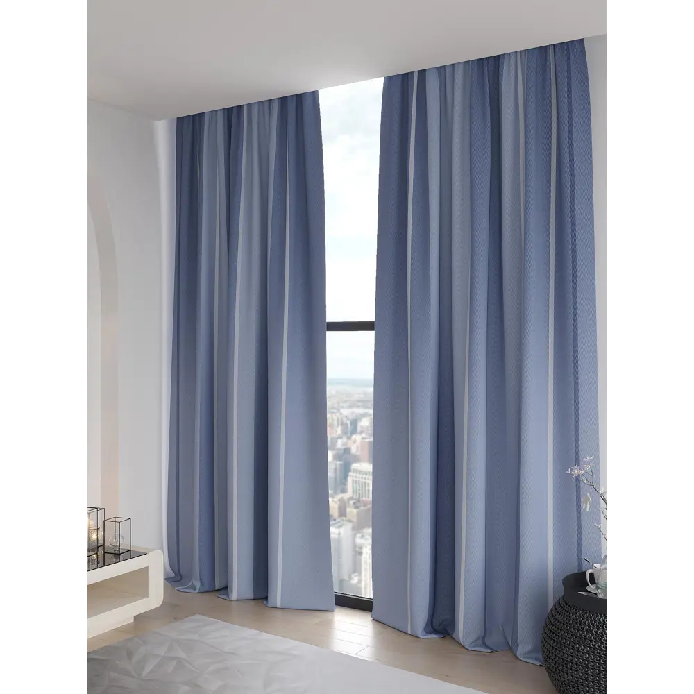 Фото 4 Комплект штор 2 шт на ленте Comfy Way Базовая Коллекция CW906186 150x240 см блэкаут цвет синий Фото 4 Комплект штор 2 шт на ленте Comfy Way Базовая Коллекция CW906186 150x240 см блэкаут цвет синий