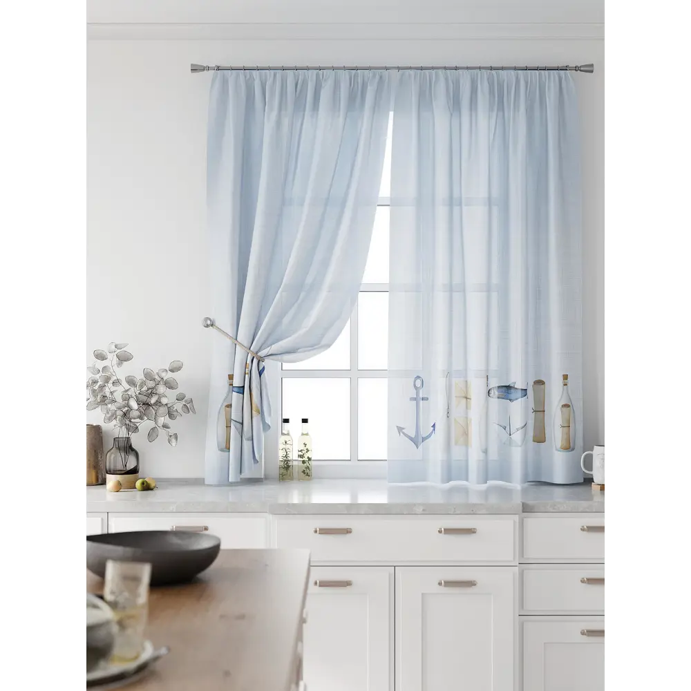 Фото 3 Комплект тюль 2 шт на ленте Comfy Way Свилс - 199 CW579199 150x160 см вуаль цвет синий Фото 3 Комплект тюль 2 шт на ленте Comfy Way Свилс - 199 CW579199 150x160 см вуаль цвет синий