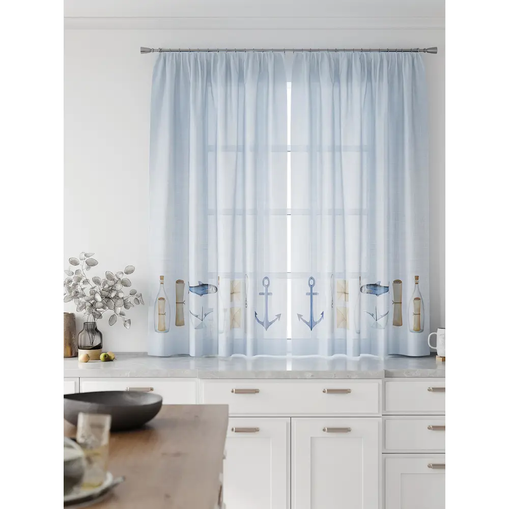 Фото 4 Комплект тюль 2 шт на ленте Comfy Way Свилс - 199 CW579199 150x160 см вуаль цвет синий Фото 4 Комплект тюль 2 шт на ленте Comfy Way Свилс - 199 CW579199 150x160 см вуаль цвет синий