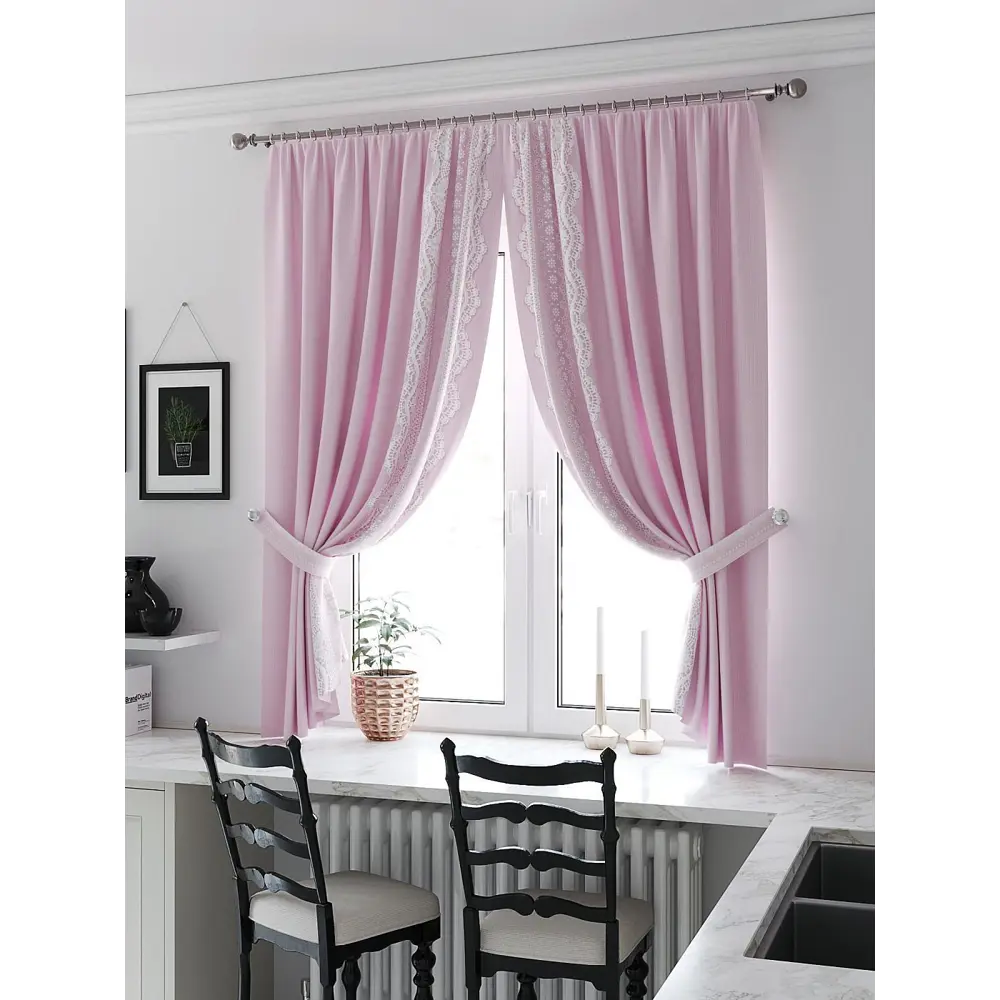 Фото Комплект штор на ленте At Home Фиримелир AT961372 150x180 см габардин цвет розовый Фото Комплект штор на ленте At Home Фиримелир AT961372 150x180 см габардин цвет розовый