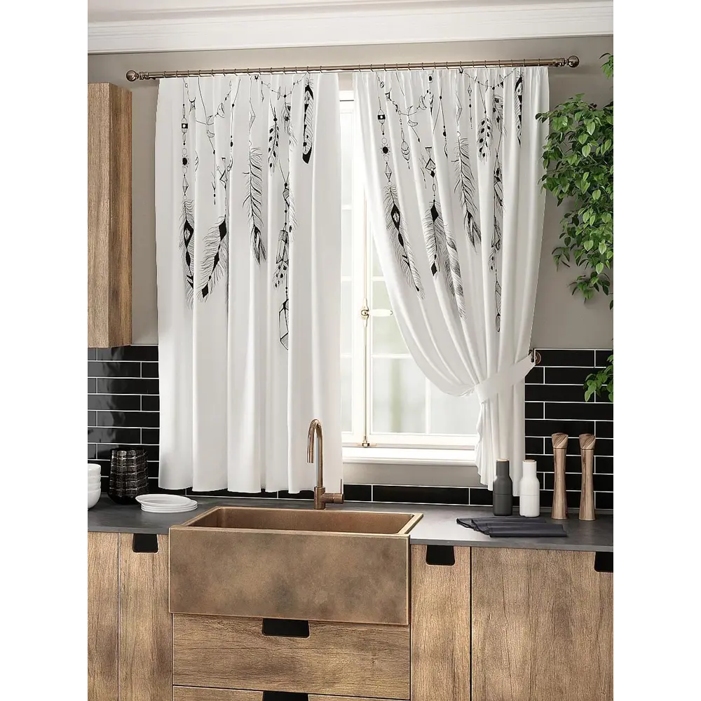 Фото Комплект штор на ленте At Home Бонурси AT961110 150x180 см вуаль цвет серый Фото Комплект штор на ленте At Home Бонурси AT961110 150x180 см вуаль цвет серый