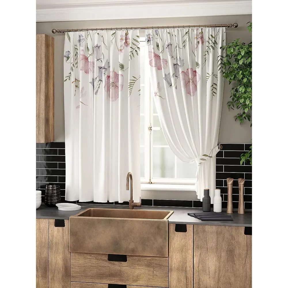 Фото Комплект штор на ленте At Home Гиабри AT961080 150x180 см вуаль цвет зеленый Фото Комплект штор на ленте At Home Гиабри AT961080 150x180 см вуаль цвет зеленый