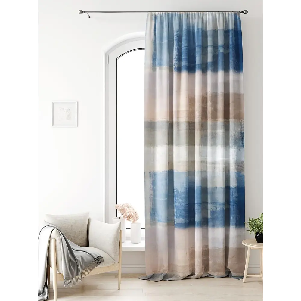 Фото 2 Тюль на ленте At Home Лагвинс AT581149 150x250 см вуаль цвет синий