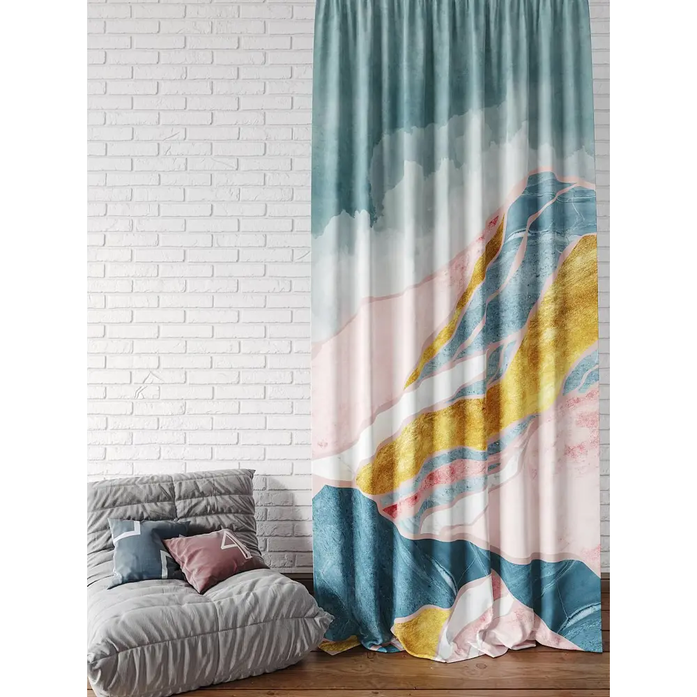 Фото 2 Тюль на ленте At Home Милавис AT706021 150x240 см вуаль цвет бирюзовый