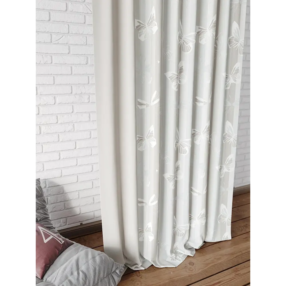 Фото 3 Тюль на ленте At Home Милавис AT706051 150x240 см вуаль цвет бежевый Фото 3 Тюль на ленте At Home Милавис AT706051 150x240 см вуаль цвет бежевый