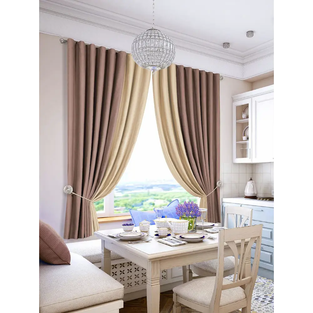 Фото Комплект штор на ленте At Home Гирос AT206294 170x180 см вуаль цвет бежевый Фото Комплект штор на ленте At Home Гирос AT206294 170x180 см вуаль цвет бежевый