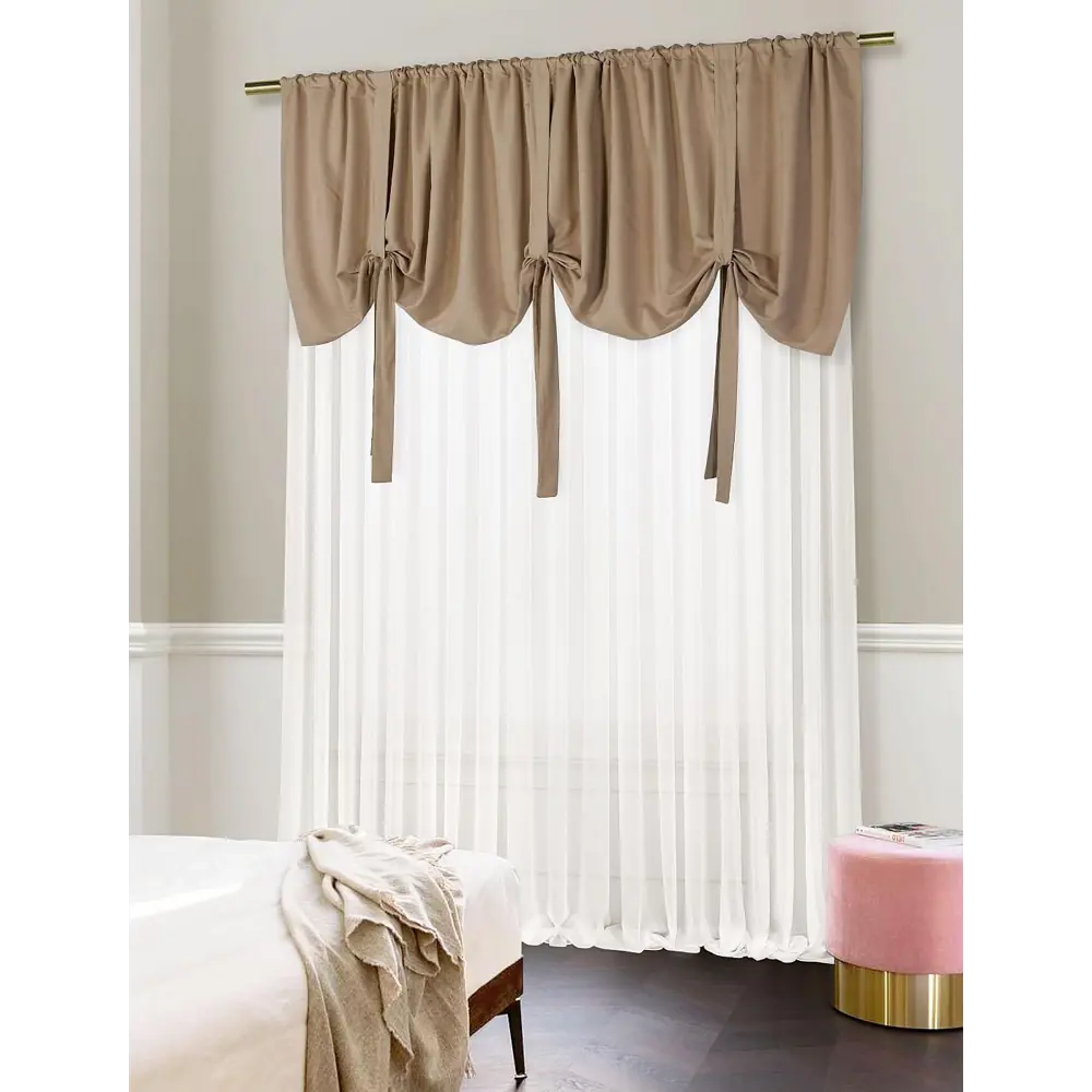 Фото 2 Комплект штор на ленте At Home Ламбрус AT206600 500x290 см вуаль цвет коричневый Фото 2 Комплект штор на ленте At Home Ламбрус AT206600 500x290 см вуаль цвет коричневый