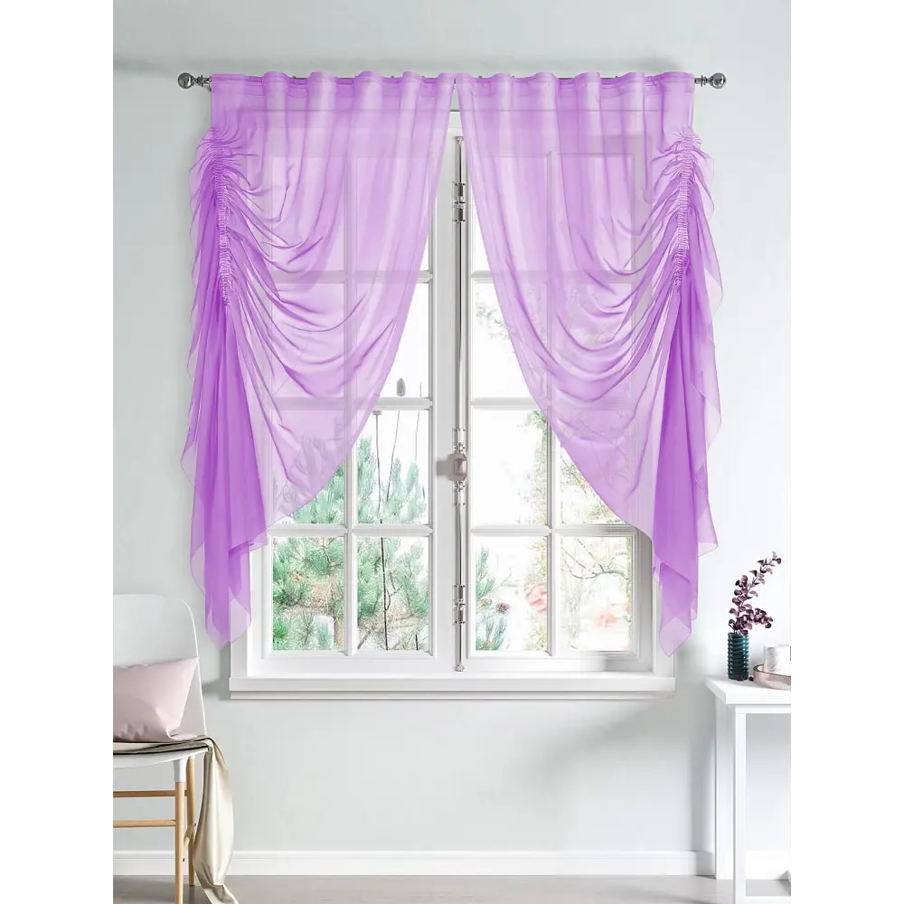 Фото 2 Тюль на ленте At Home Фанет AT207534 150x230 см вуаль цвет сиреневый