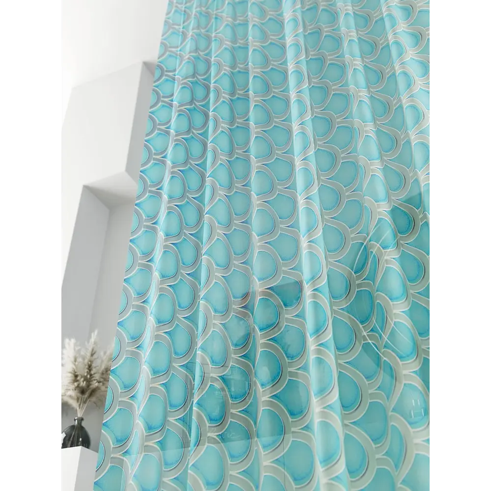 Фото 4 Тюль на ленте At Home Ливартис AT588090 150x250 см вуаль цвет бирюзовый Фото 4 Тюль на ленте At Home Ливартис AT588090 150x250 см вуаль цвет бирюзовый