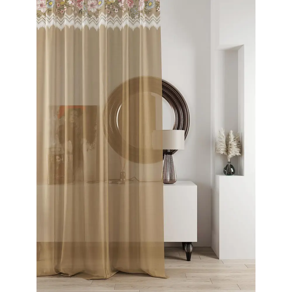 Фото Тюль на ленте At Home Ливартис AT588116 150x250 см вуаль цвет коричневый Фото Тюль на ленте At Home Ливартис AT588116 150x250 см вуаль цвет коричневый