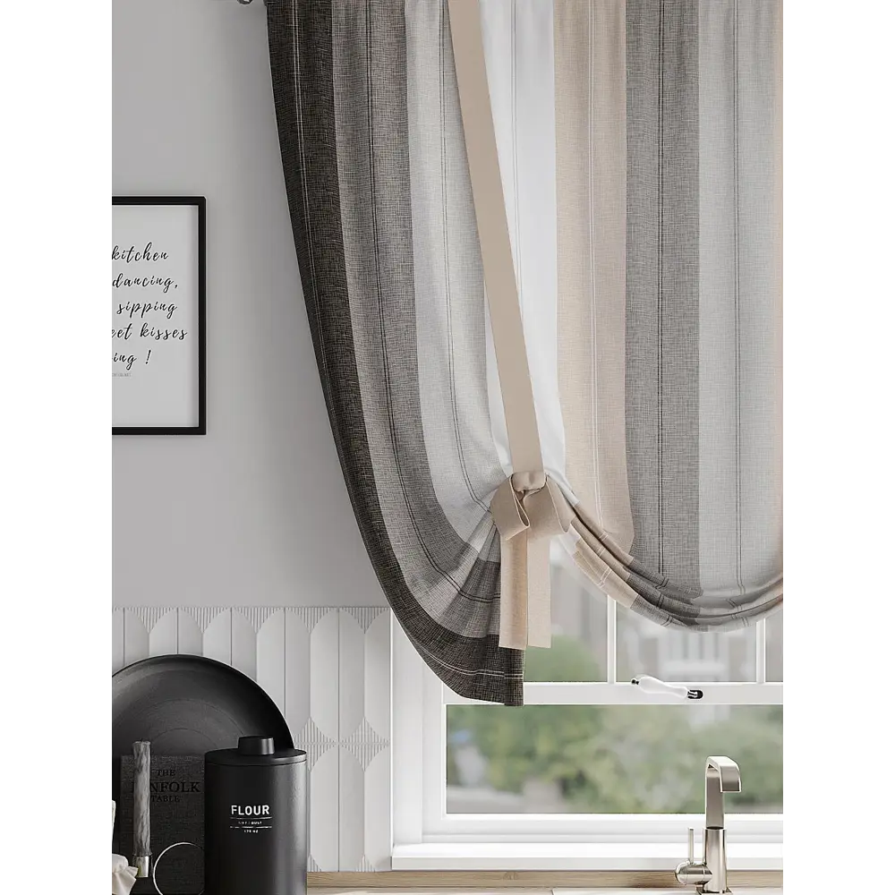Фото 3 Тюль на ленте At Home Нарвиант AT522044 150x150 см вуаль цвет бежевый Фото 3 Тюль на ленте At Home Нарвиант AT522044 150x150 см вуаль цвет бежевый
