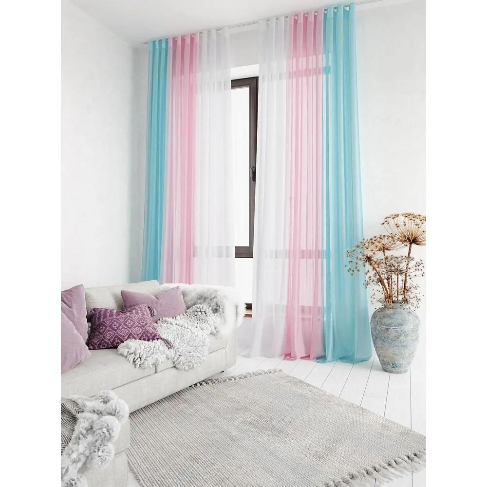 Фото 3 Тюль на ленте At Home Лоцион AT131001 300x250 см вуаль цвет голубой