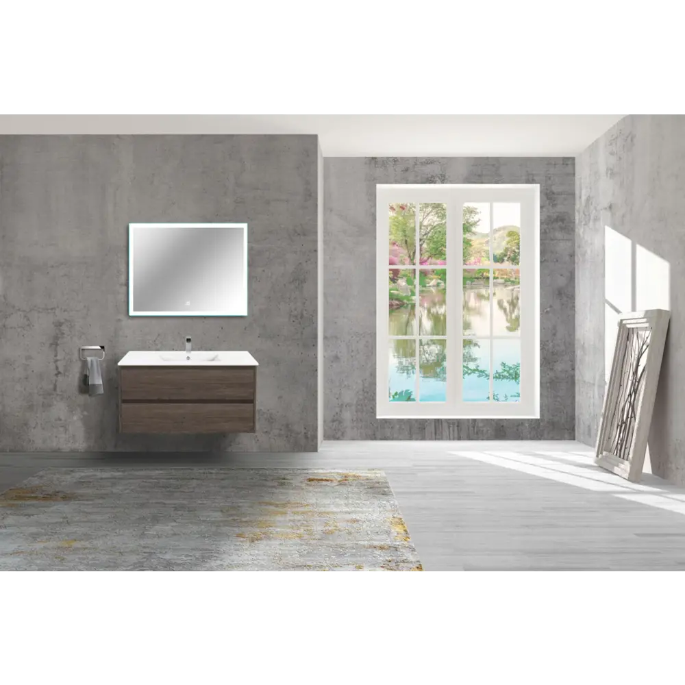 Фото 5 Тумба с раковиной Vincea Gio R.Oak 100см цвет коричневый