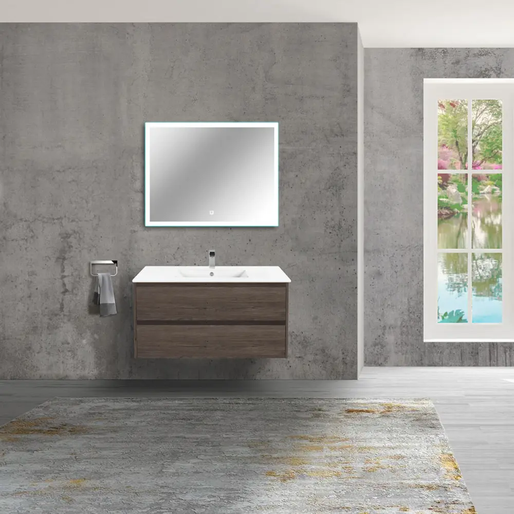 Фото 4 Тумба с раковиной Vincea Gio R.Oak 100см цвет коричневый