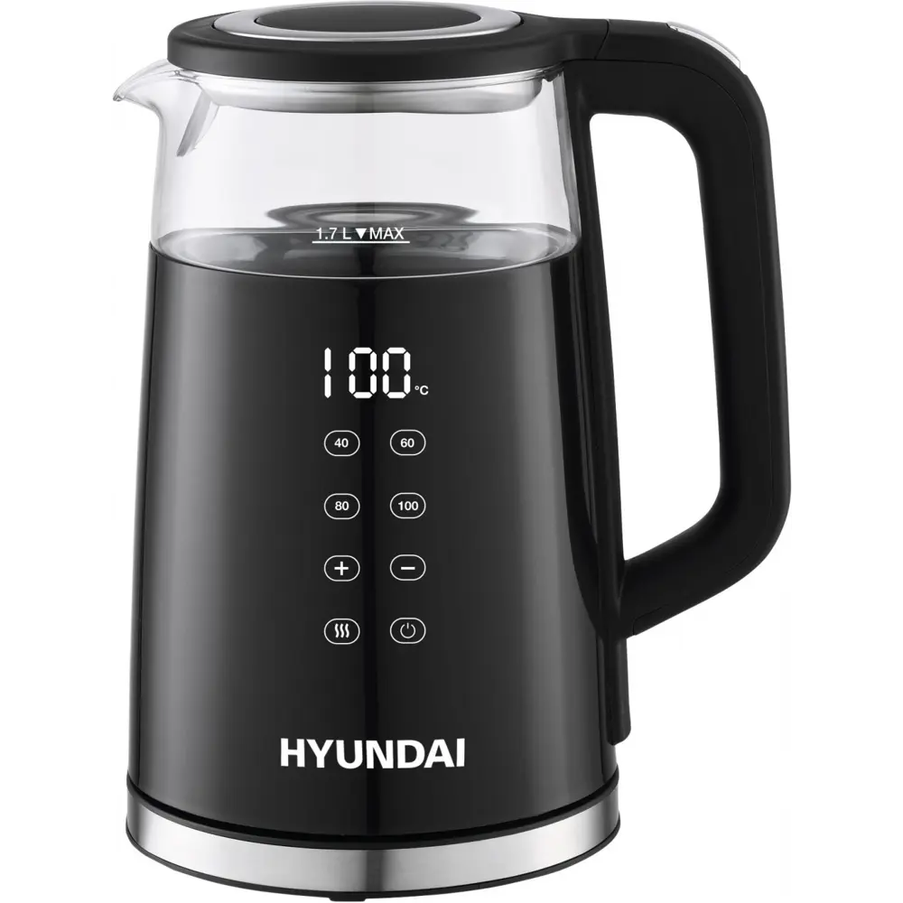 Фото 5 Электрический чайник 1.7 л Hyundai HYK-G6404 стекло цвет черный Фото 5 Электрический чайник 1.7 л Hyundai HYK-G6404 стекло цвет черный