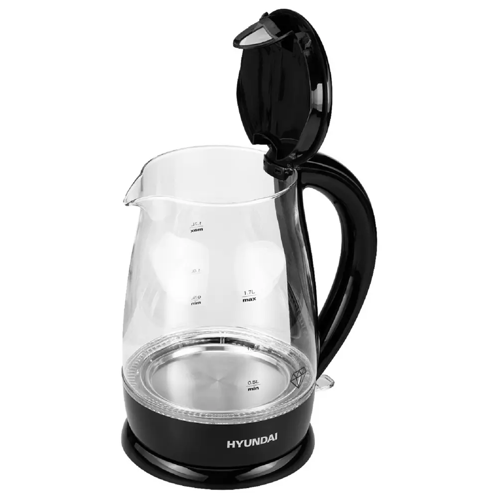 Фото 6 Электрический чайник 1.7 л Hyundai HYK-G2011 стекло цвет черный Фото 6 Электрический чайник 1.7 л Hyundai HYK-G2011 стекло цвет черный