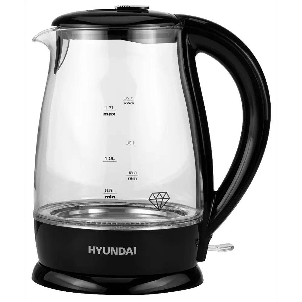 Фото Электрический чайник 1.7 л Hyundai HYK-G2011 стекло цвет черный Фото Электрический чайник 1.7 л Hyundai HYK-G2011 стекло цвет черный