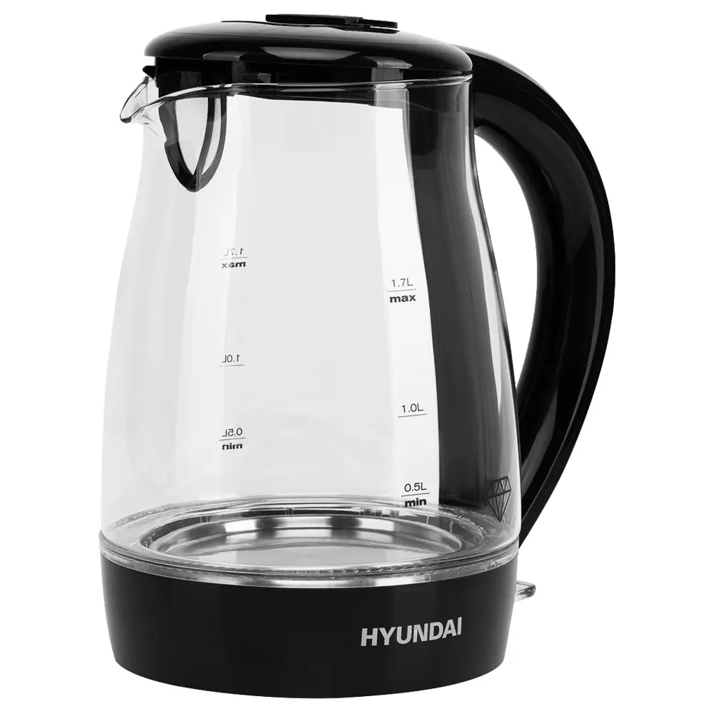 Фото 3 Электрический чайник 1.7 л Hyundai HYK-G2011 стекло цвет черный Фото 3 Электрический чайник 1.7 л Hyundai HYK-G2011 стекло цвет черный
