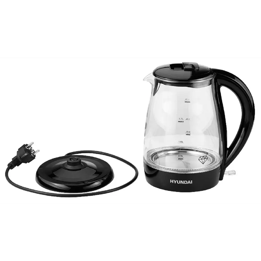 Фото 9 Электрический чайник 1.7 л Hyundai HYK-G2011 стекло цвет черный Фото 9 Электрический чайник 1.7 л Hyundai HYK-G2011 стекло цвет черный