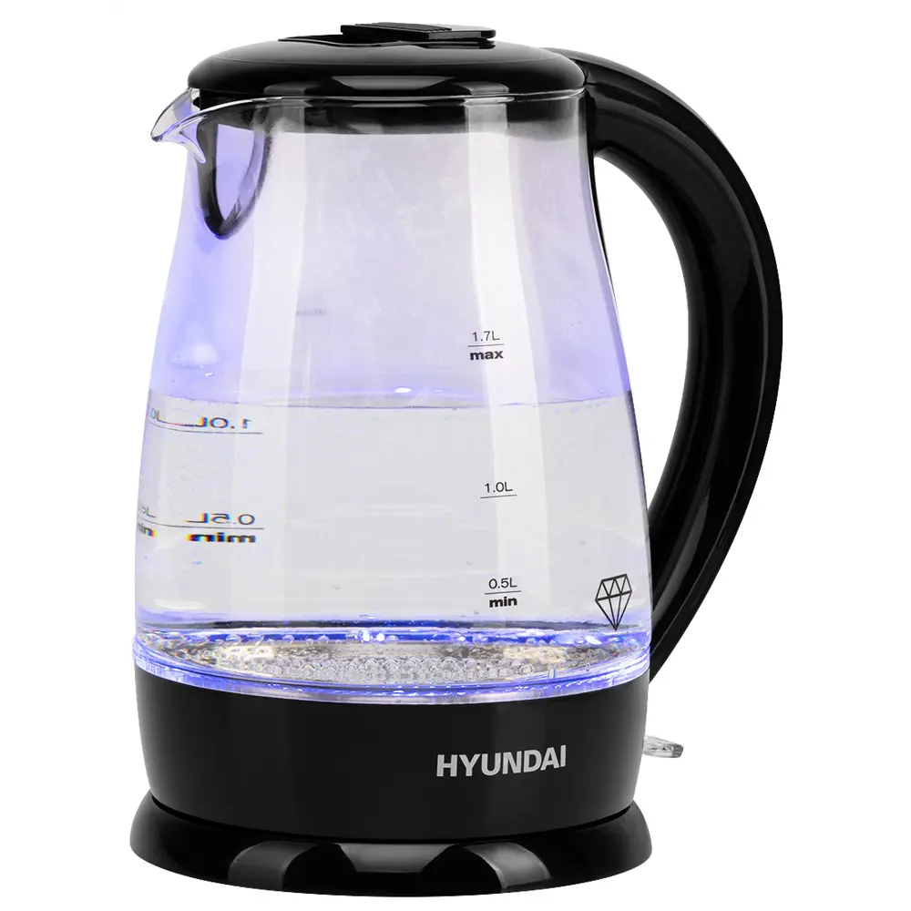 Фото 4 Электрический чайник 1.7 л Hyundai HYK-G2011 стекло цвет черный Фото 4 Электрический чайник 1.7 л Hyundai HYK-G2011 стекло цвет черный