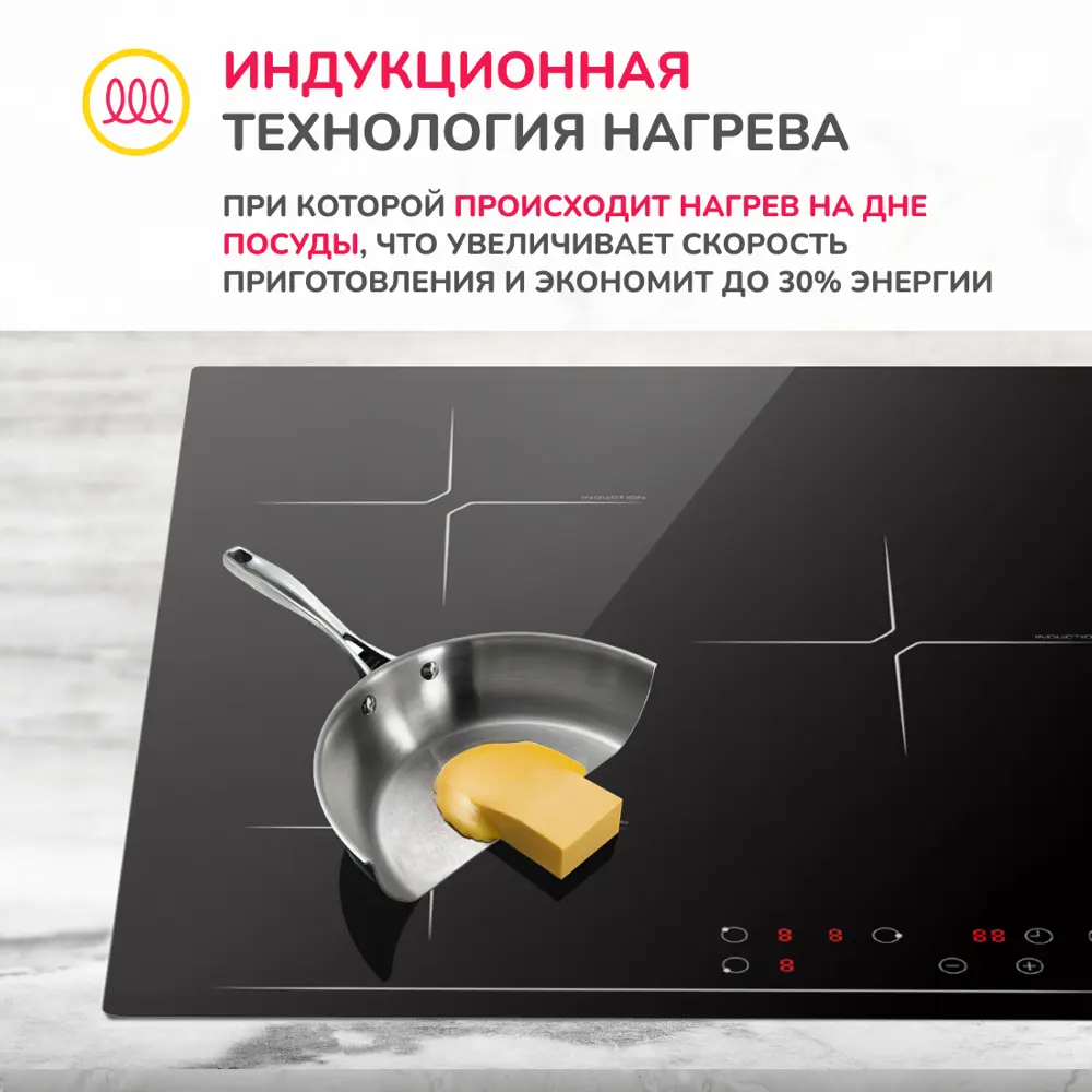 Фото 4 Индукционная варочная панель Simfer H45I73S070 45 см 3 конфорки цвет черный Фото 4 Индукционная варочная панель Simfer H45I73S070 45 см 3 конфорки цвет черный