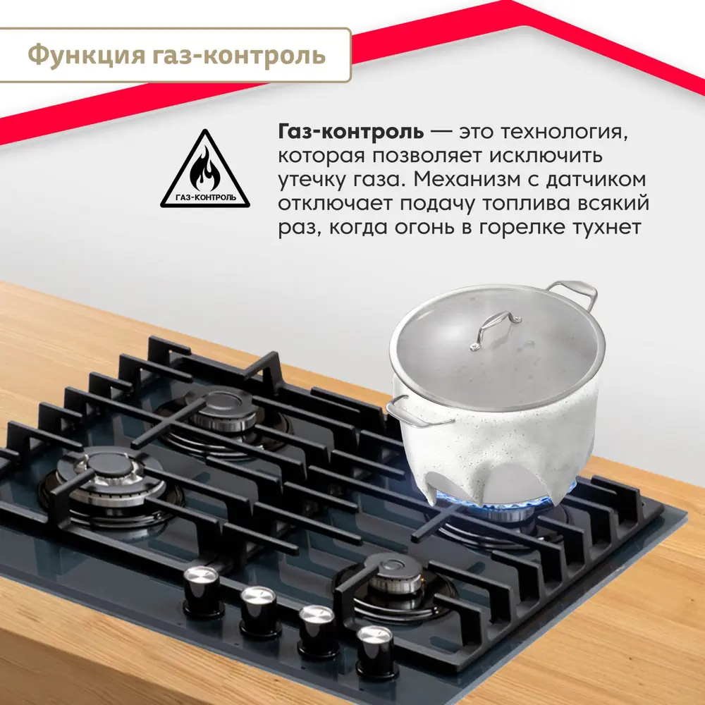Фото 5 Газовая варочная панель Simfer H60H41G570 60 см 4 конфорки цвет серое стекло Фото 5 Газовая варочная панель Simfer H60H41G570 60 см 4 конфорки цвет серое стекло