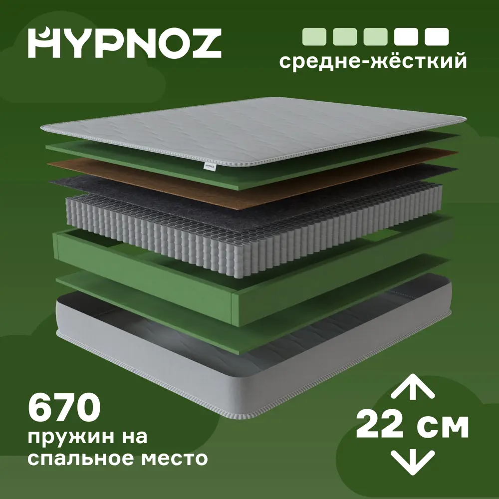 Фото Матрас Hypnoz Spring Evo 90x200 см независимый пружинный блок, односпальный, жесткий Фото Матрас Hypnoz Spring Evo 90x200 см независимый пружинный блок, односпальный, жесткий
