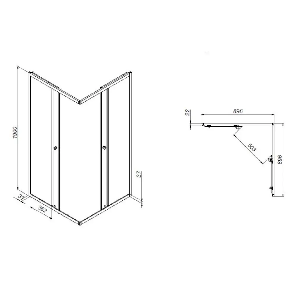 Фото 6 Душевой уголок Damixa Venus DX09VE-403-090GT угол 90x89.6см черный профиль эффект стекла без покрытия Фото 6 Душевой уголок Damixa Venus DX09VE-403-090GT угол 90x89.6см черный профиль эффект стекла без покрытия