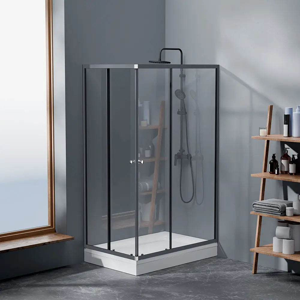 Фото 5 Душевой уголок Damixa Venus DX09VE-403-12080GT угол 120.3x79.6см черный профиль эффект стекла без покрытия Фото 5 Душевой уголок Damixa Venus DX09VE-403-12080GT угол 120.3x79.6см черный профиль эффект стекла без покрытия
