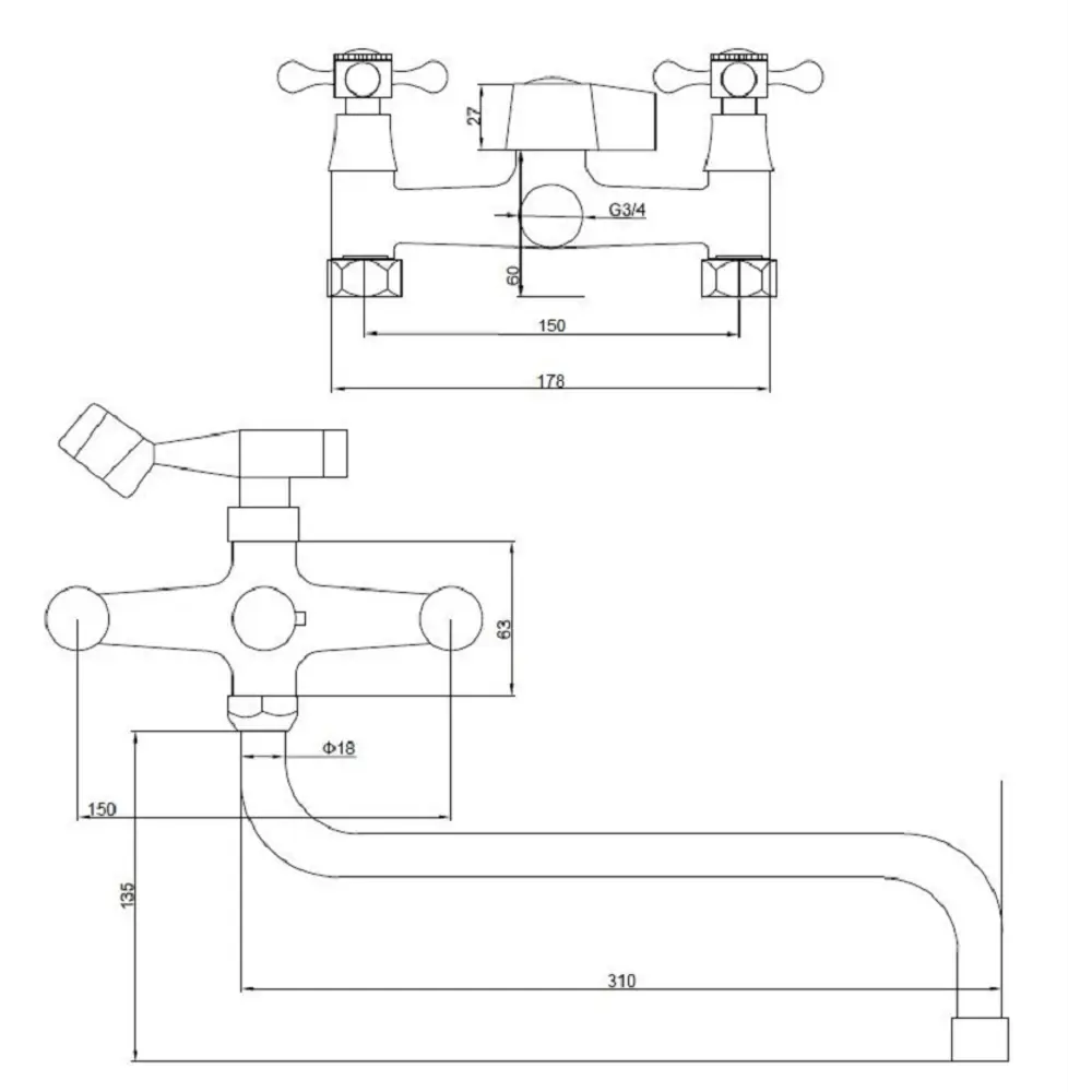 Фото 2 Смеситель для ванны Santrek 276622 цвет хром Фото 2 Смеситель для ванны Santrek 276622 цвет хром