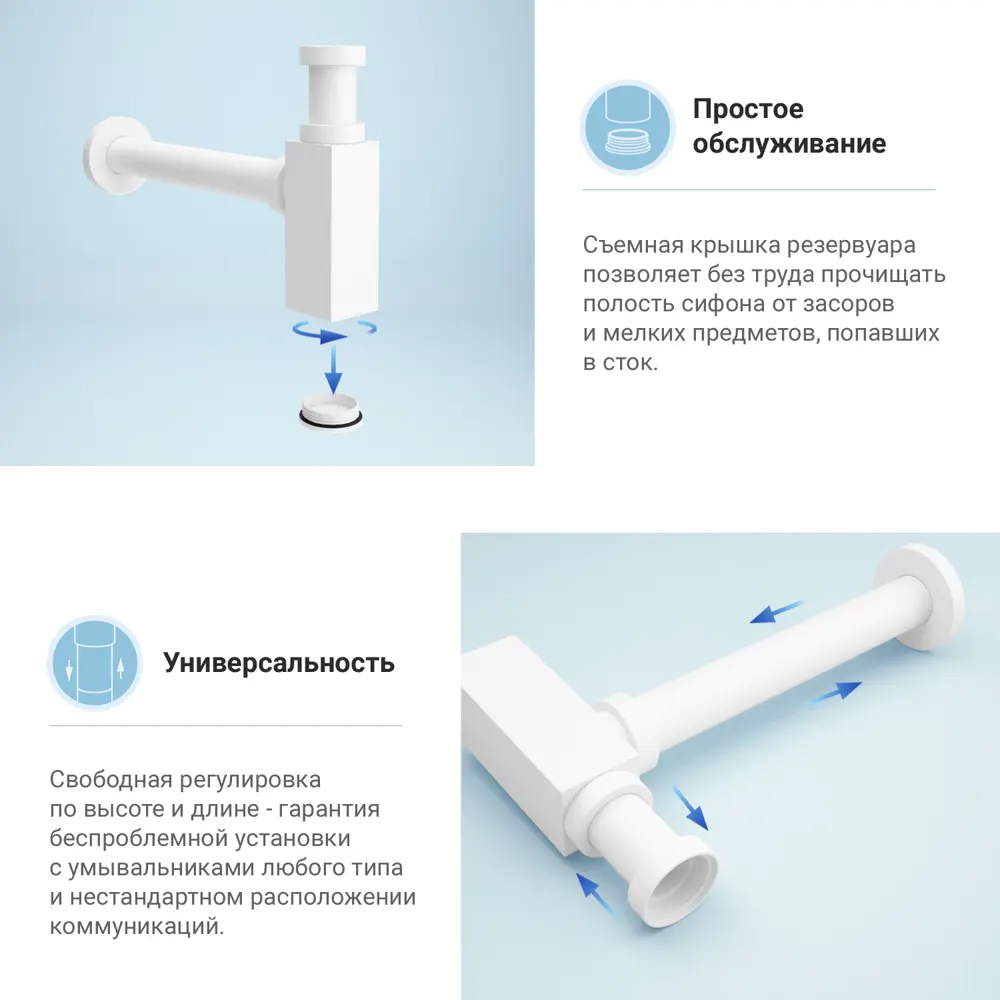 Фото 5 Сифон для раковины Wellsee Drainage System 182113000 латунь цвет матовый белый Фото 5 Сифон для раковины Wellsee Drainage System 182113000 латунь цвет матовый белый