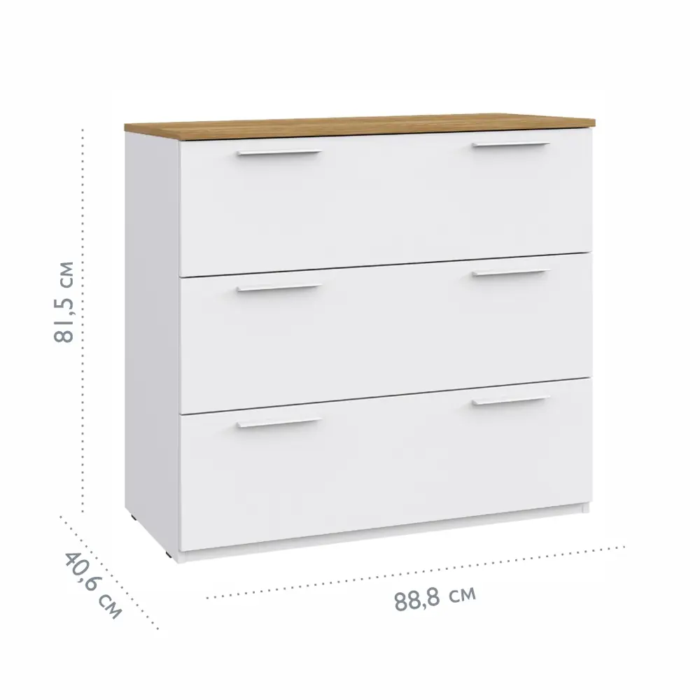 Фото 2 Комод Шатура Altea 3 ящика 88.8x40.6x81.5 см ЛДСП цвет белый Фото 2 Комод Шатура Altea 3 ящика 88.8x40.6x81.5 см ЛДСП цвет белый