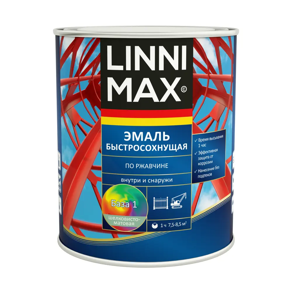 Фото Грунт-эмаль по ржавчине Linnimax Быстросохнущая шелковисто-матовая цвет белый база 1 0.75 л Фото Грунт-эмаль по ржавчине Linnimax Быстросохнущая шелковисто-матовая цвет белый база 1 0.75 л