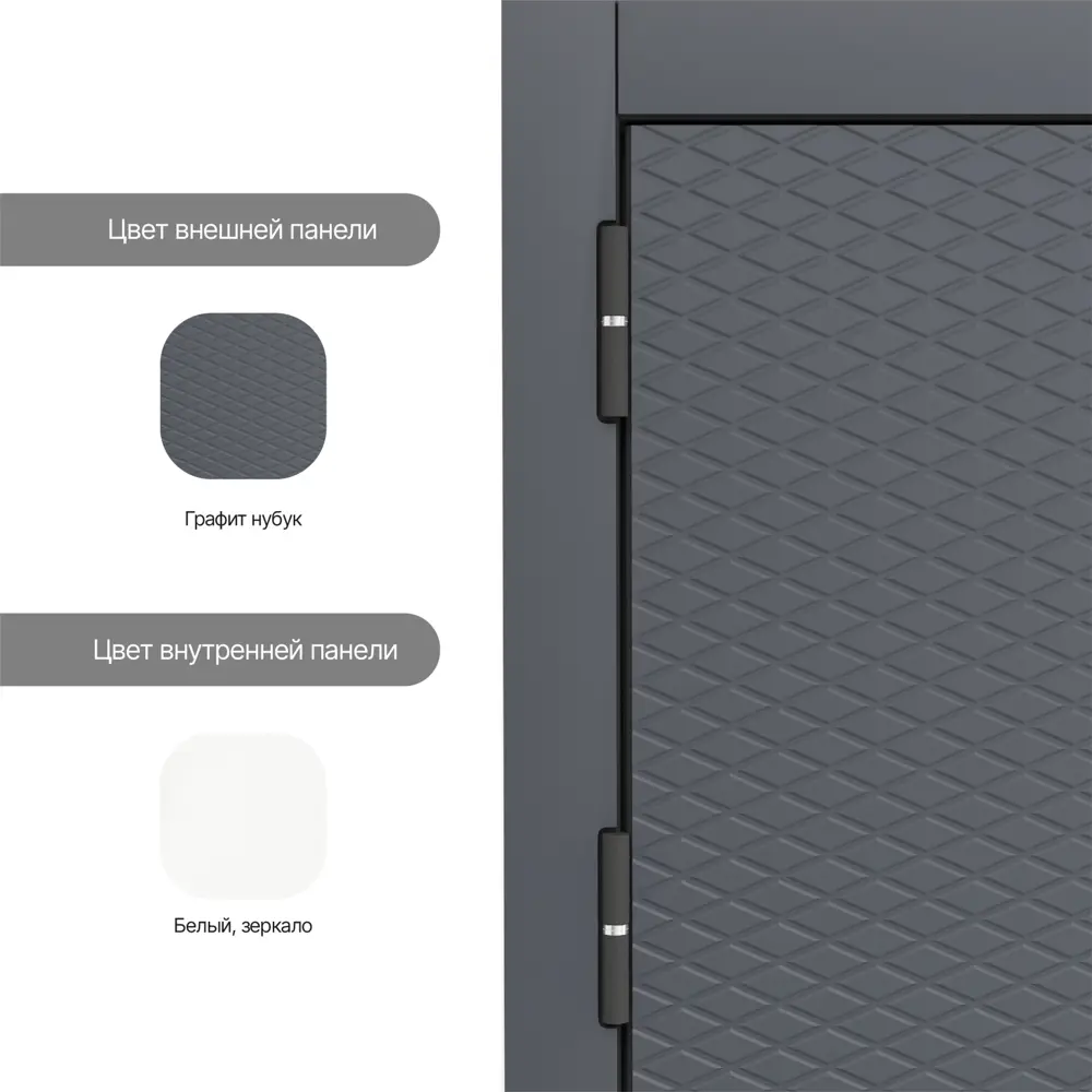 Фото 8 Дверь входная металлическая Грей Зет 332 86x205 см правая белый с зеркалом Фото 8 Дверь входная металлическая Грей Зет 332 86x205 см правая белый с зеркалом