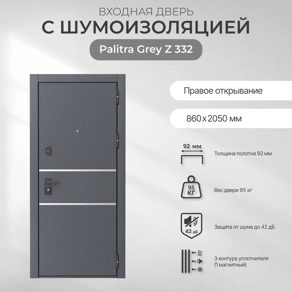 Фото 6 Дверь входная металлическая Грей Зет 332 86x205 см правая белый с зеркалом Фото 6 Дверь входная металлическая Грей Зет 332 86x205 см правая белый с зеркалом